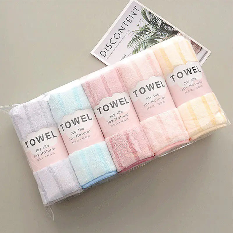 Thick Coral Fleece Towels - Striped Face Towels Set of 5 Candles Culture