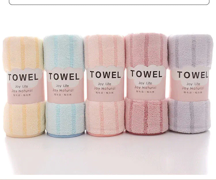 Thick Coral Fleece Towels - Striped Face Towels Set of 5 Candles Culture