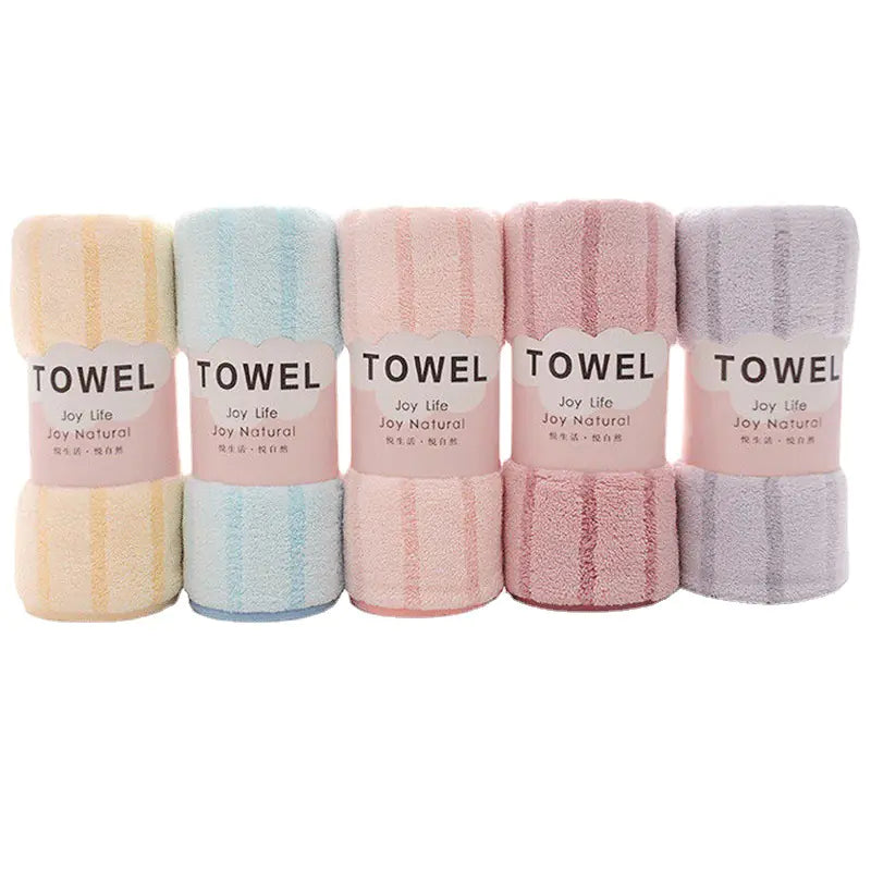 Thick Coral Fleece Towels - Striped Face Towels Set of 5 Candles Culture