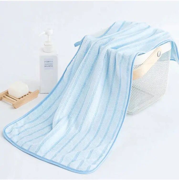 Thick Coral Fleece Towels - Striped Face Towels Set of 5 Candles Culture