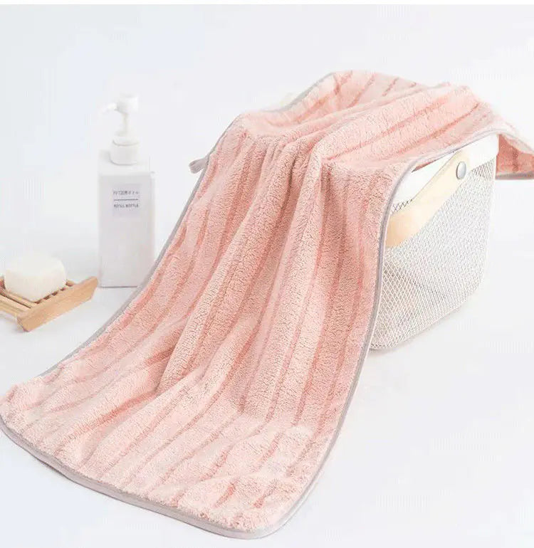 Thick Coral Fleece Towels - Striped Face Towels Set of 5 Candles Culture