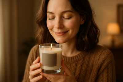 realistic customer holding candle