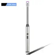 USB rechargeable flameless arc candle lighter in sleek stainless steel design, perfect for candles and outdoor use.