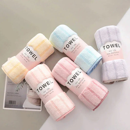 Thick Coral Fleece Towels - Striped Face Towels Set of 5 Candles Culture